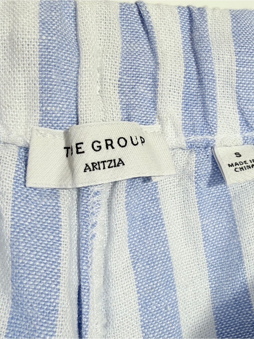 Aritzia Babaton Sontag Linen Wide Leg Pant S Blue Stripe Quiet Luxury - Picture 7 of 9
